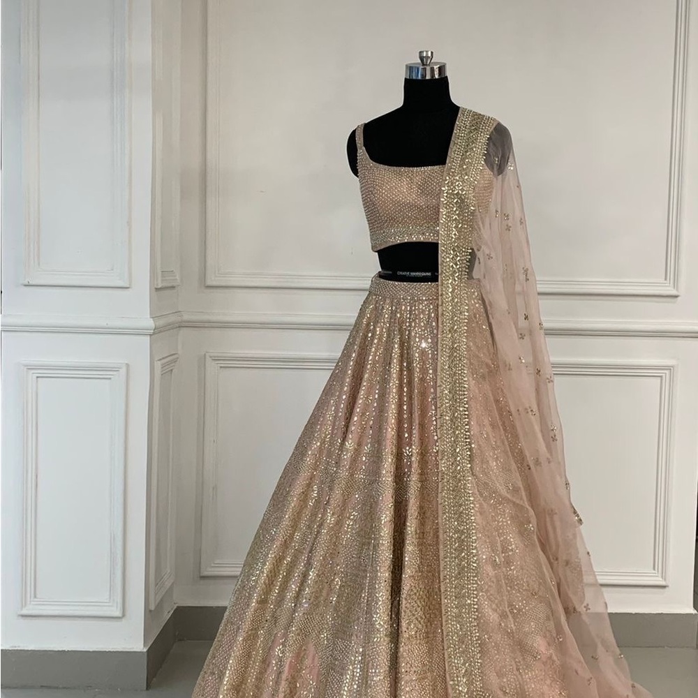 Seema Gurjal Dusty Peach Gota Patti Lehengha